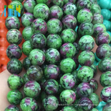 10mm Natural Epidote Gems Stones Alta calidad Smooth Ruby Zoisite Gemstone Beads